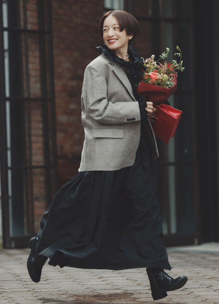 雙層抓褶蛋糕長裙